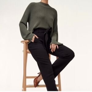 Aritzia Wilfred Salome Sweater Small Green Gray Rib  Knit Cropped Drop Shoulder